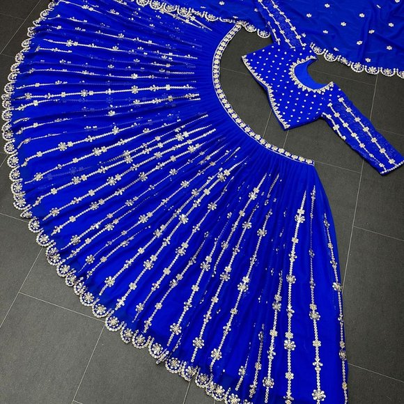 INDIAN WEDDING PAKISTANI WEAR BOLLYWOOD PARTY NEW DESIGNER LEHENGA CHOLI LENGHA - Picture 6 of 9